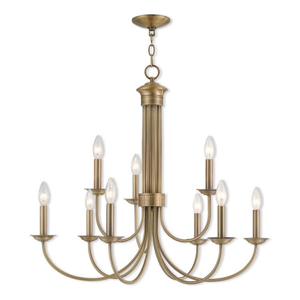Nine Light Dimmable Chandelier With Shades HomeRoots