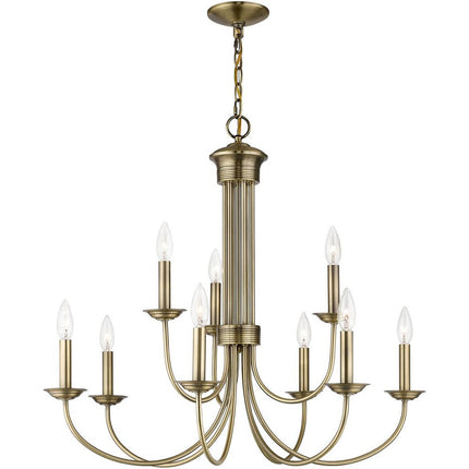 Nine Light Dimmable Chandelier With Shades HomeRoots
