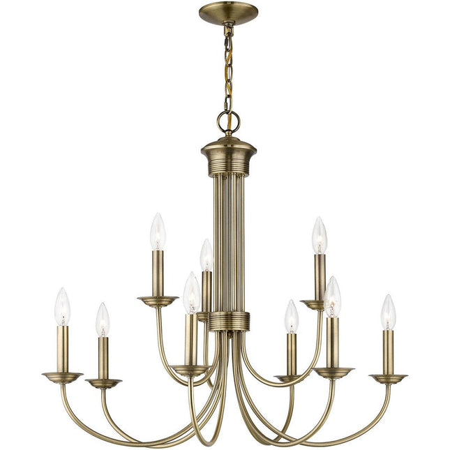 Nine Light Dimmable Chandelier With Shades HomeRoots