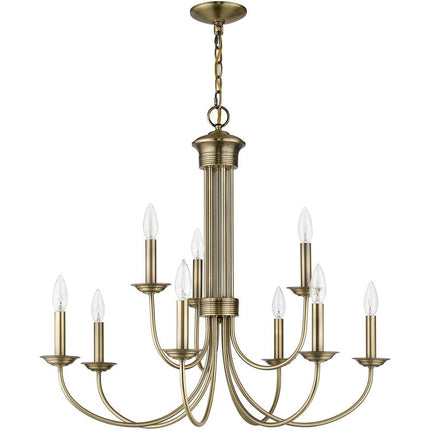 Nine Light Dimmable Chandelier With Shades HomeRoots