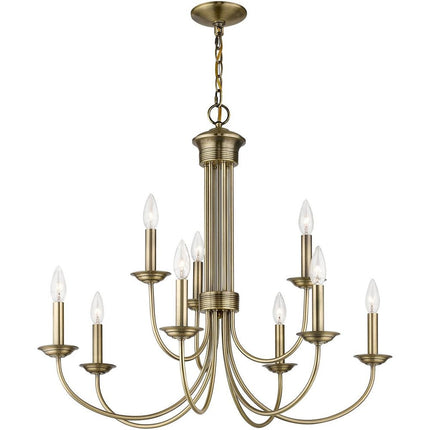 Nine Light Dimmable Chandelier With Shades HomeRoots