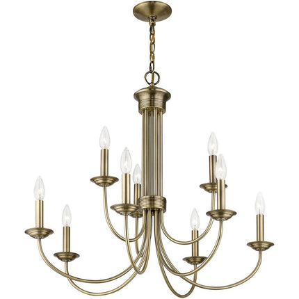 Nine Light Dimmable Chandelier With Shades HomeRoots