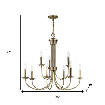 Nine Light Dimmable Chandelier With Shades HomeRoots