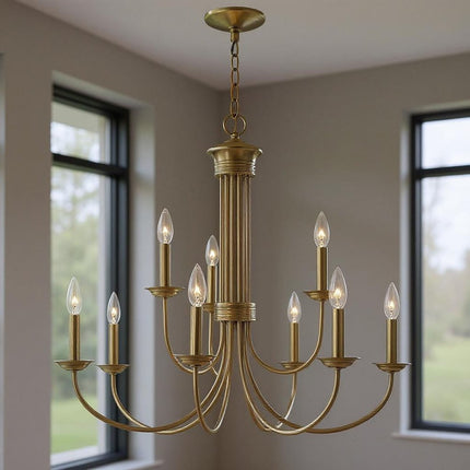 Nine Light Dimmable Chandelier With Shades HomeRoots
