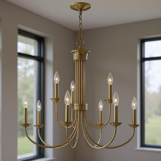 Nine Light Dimmable Chandelier With Shades HomeRoots