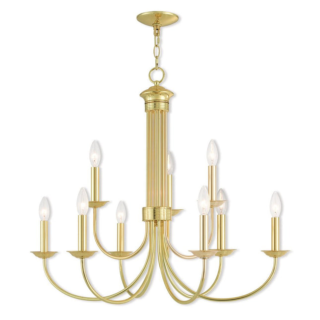 Nine Light Dimmable Chandelier With Shades HomeRoots