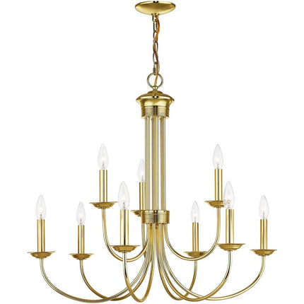 Nine Light Dimmable Chandelier With Shades HomeRoots