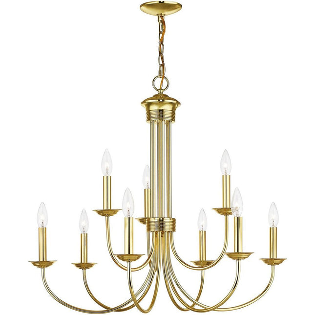 Nine Light Dimmable Chandelier With Shades HomeRoots