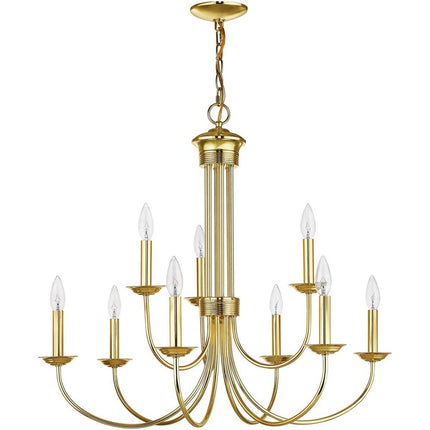 Nine Light Dimmable Chandelier With Shades HomeRoots
