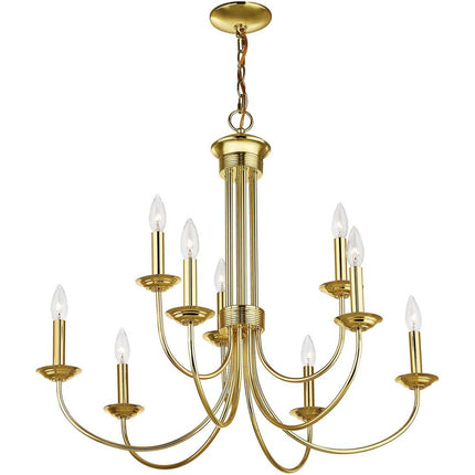 Nine Light Dimmable Chandelier With Shades HomeRoots
