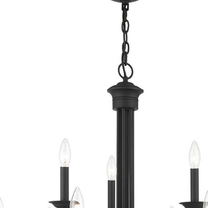 Black Nine Light Metal Dimmable Chandelier With Shades