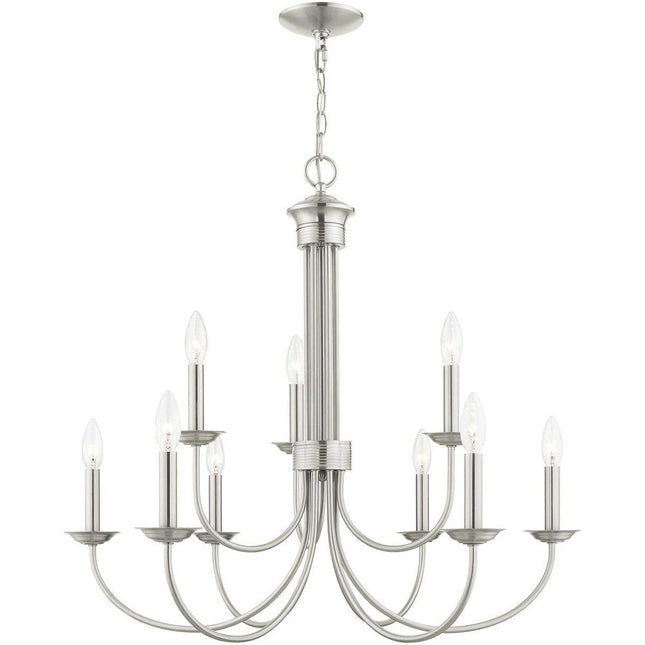 Nine Light Dimmable Chandelier With Shades HomeRoots