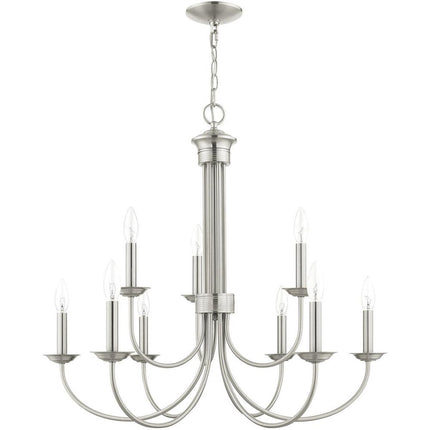 Nine Light Dimmable Chandelier With Shades HomeRoots