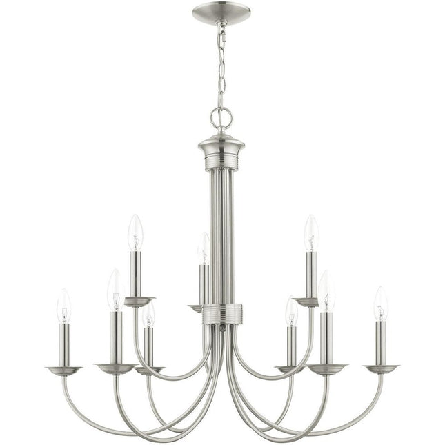 Nine Light Dimmable Chandelier With Shades HomeRoots