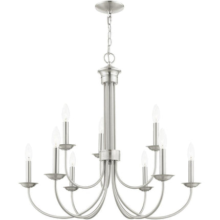 Nine Light Dimmable Chandelier With Shades HomeRoots