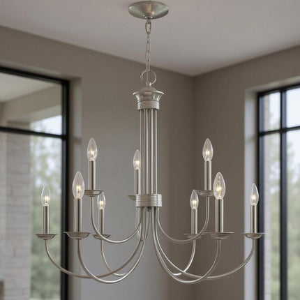 Nine Light Dimmable Chandelier With Shades HomeRoots