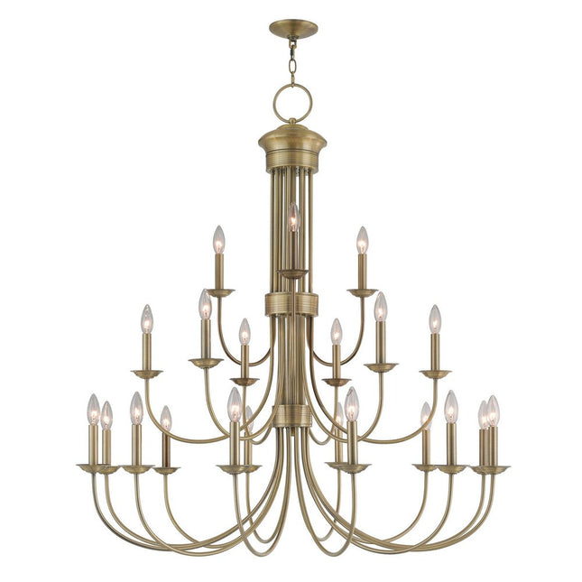 Antiqued Brass Multi Light Metal Dimmable Chandelier With Shades HomeRoots