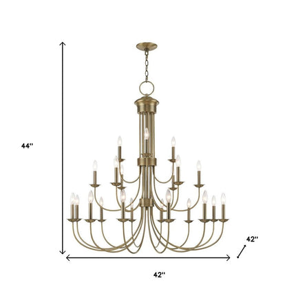 Antiqued Brass Multi Light Metal Dimmable Chandelier With Shades