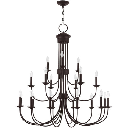 Bronze Multi Light Metal Dimmable Chandelier With Shades