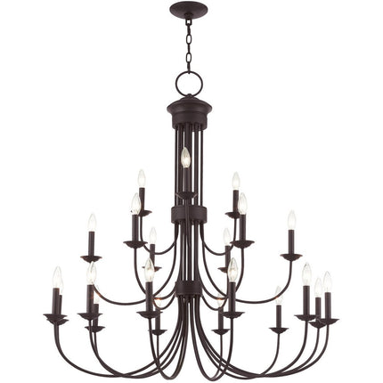 Bronze Multi Light Metal Dimmable Chandelier With Shades