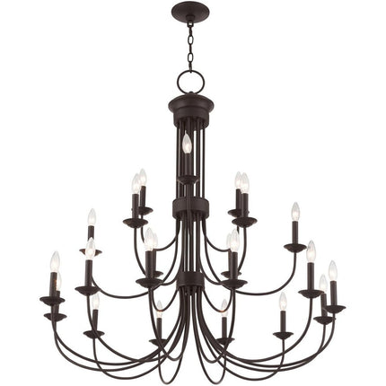 Bronze Multi Light Metal Dimmable Chandelier With Shades