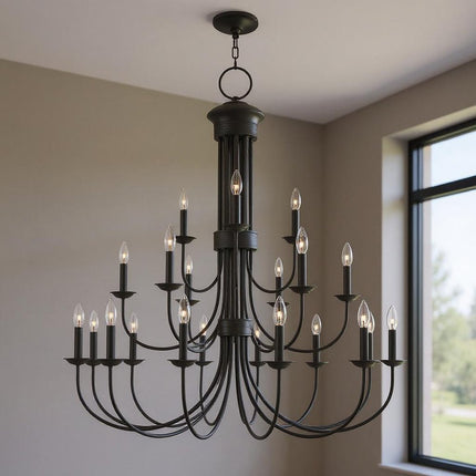 Bronze Multi Light Metal Dimmable Chandelier With Shades