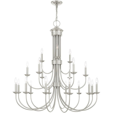 Nickel Multi Light Metal Dimmable Chandelier With Shades