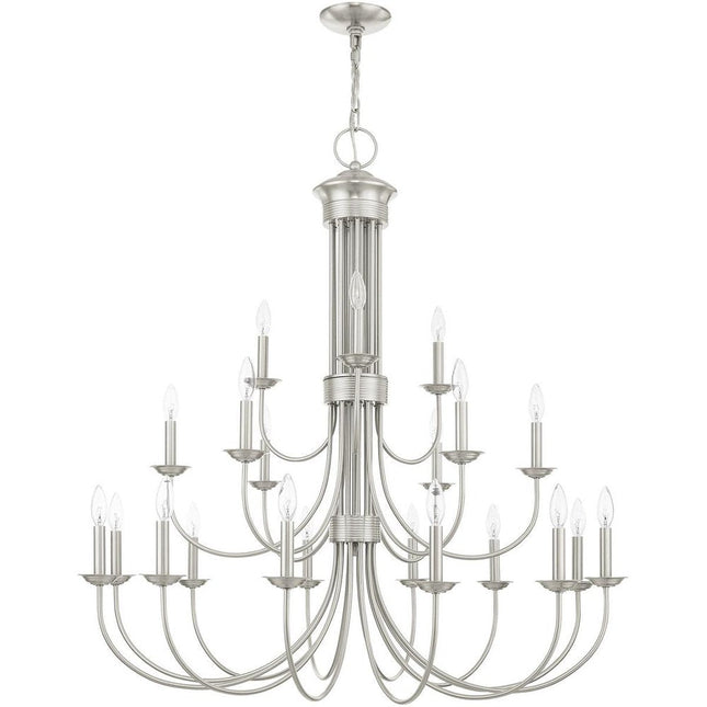 Nickel Multi Light Metal Dimmable Chandelier With Shades HomeRoots