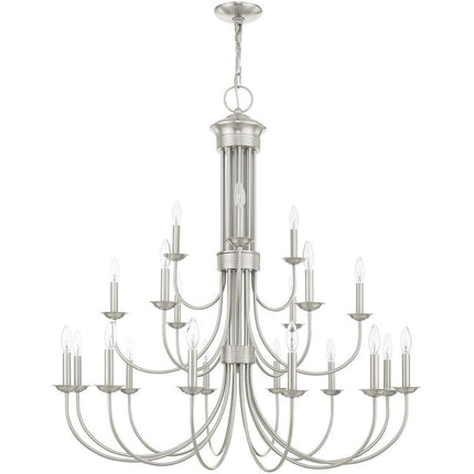 Nickel Multi Light Metal Dimmable Chandelier With Shades