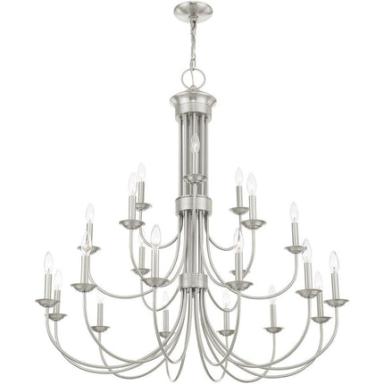 Nickel Multi Light Metal Dimmable Chandelier With Shades