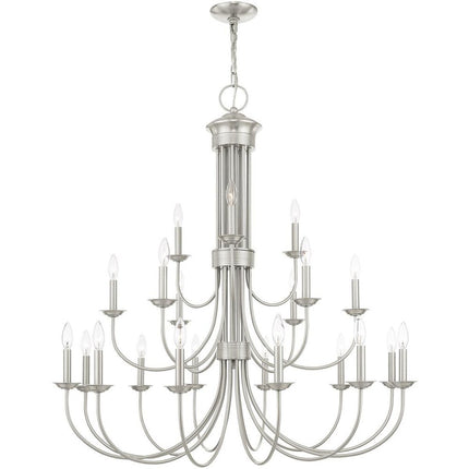 Nickel Multi Light Metal Dimmable Chandelier With Shades
