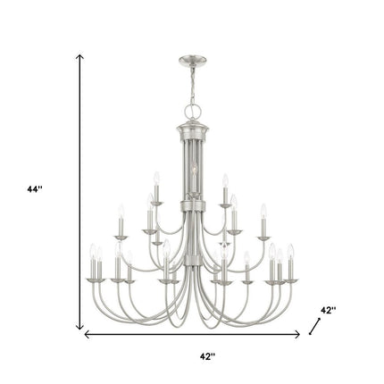 Nickel Multi Light Metal Dimmable Chandelier With Shades