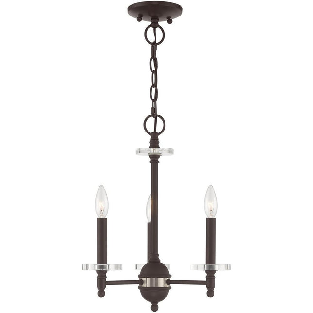 Bronze Three Light Metal Dimmable Chandelier With Shades
