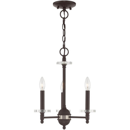 Bronze Three Light Dimmable Chandelier With Shades HomeRoots