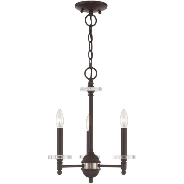 Bronze Three Light Dimmable Chandelier With Shades HomeRoots