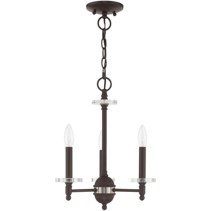 Bronze Three Light Dimmable Chandelier With Shades HomeRoots
