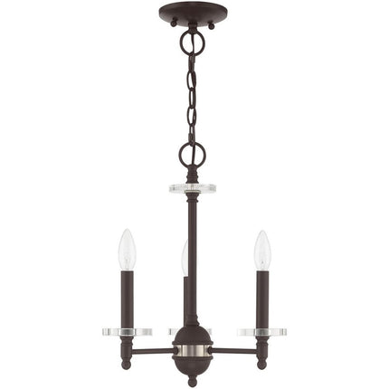 Bronze Three Light Metal Dimmable Chandelier With Shades