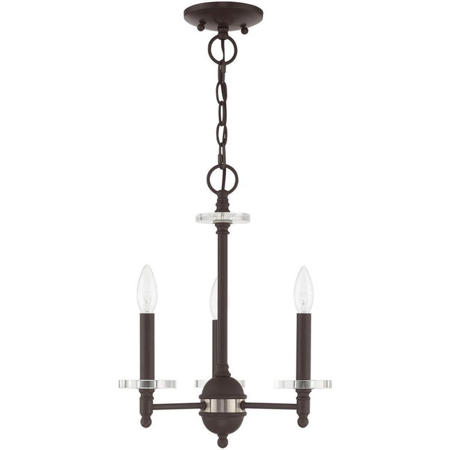 Bronze Three Light Metal Dimmable Chandelier With Shades