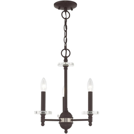 Bronze Three Light Dimmable Chandelier With Shades HomeRoots
