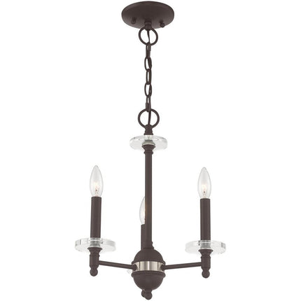 Bronze Three Light Dimmable Chandelier With Shades HomeRoots