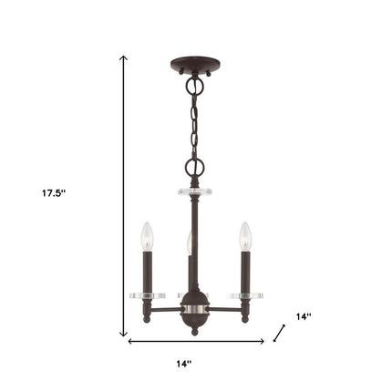 Bronze Three Light Dimmable Chandelier With Shades HomeRoots