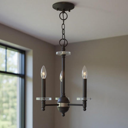 Bronze Three Light Dimmable Chandelier With Shades HomeRoots