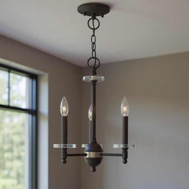 Bronze Three Light Dimmable Chandelier With Shades HomeRoots