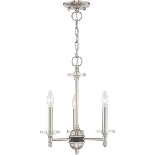 Nickel Three Light Metal Dimmable Chandelier With Shades