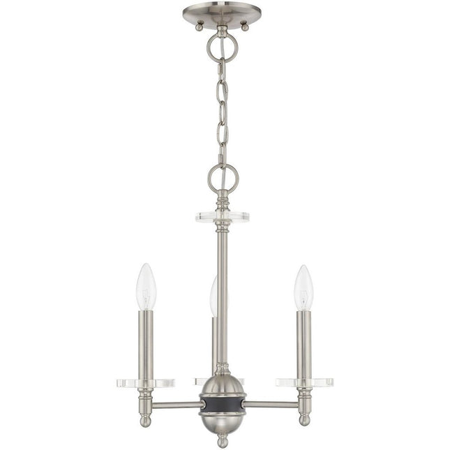 Nickel Three Light Metal Dimmable Chandelier With Shades