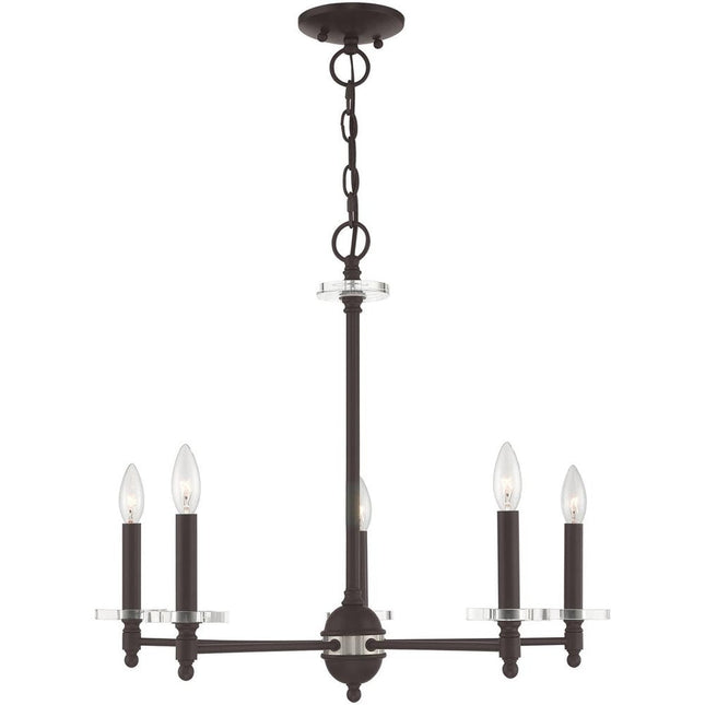 Bronze Five Light Dimmable Chandelier With Shades HomeRoots