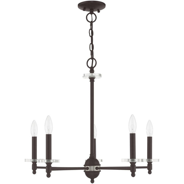 Bronze Five Light Metal Dimmable Chandelier With Shades HomeRoots