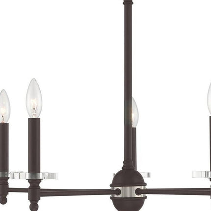 Bronze Five Light Metal Dimmable Chandelier With Shades