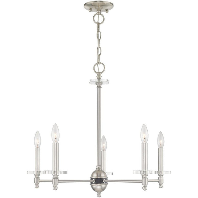 Five Light Dimmable Chandelier With Shades HomeRoots