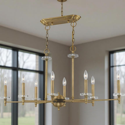 Eight Light Dimmable Chandelier With Shades HomeRoots